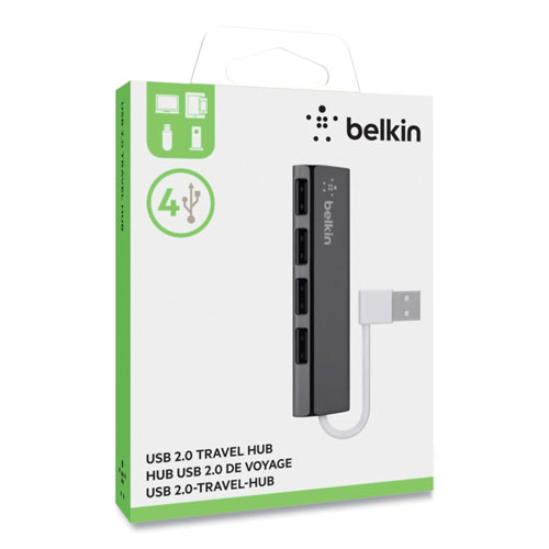 Belkin 4-Port Ultra-Slim Travel Hub, 4 Port, Nightshade/White