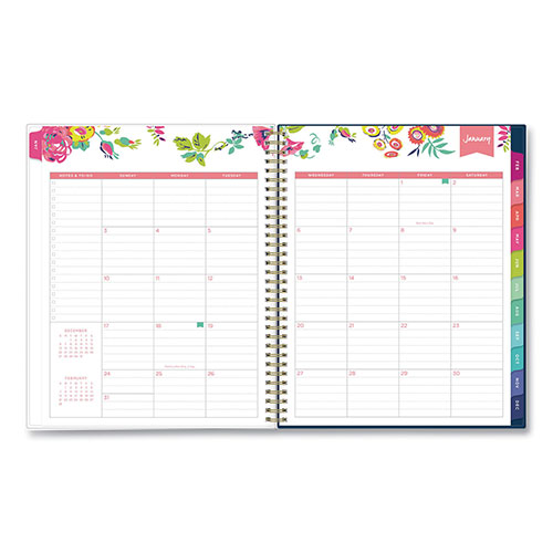 Blue Sky Day Designer Peyton Create-Your-Own Cover Weekly/Monthly Planner, Floral Artwork, 11 x 8.5, Navy, 12-Month (Jan-Dec): 2024