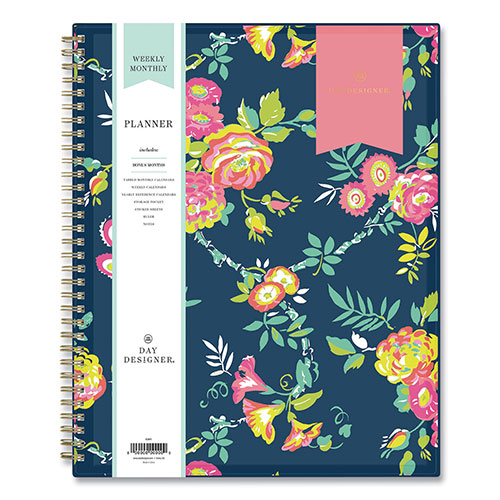 Blue Sky Day Designer Peyton Create-Your-Own Cover Weekly/Monthly Planner, Floral Artwork, 11 x 8.5, Navy, 12-Month (Jan-Dec): 2024