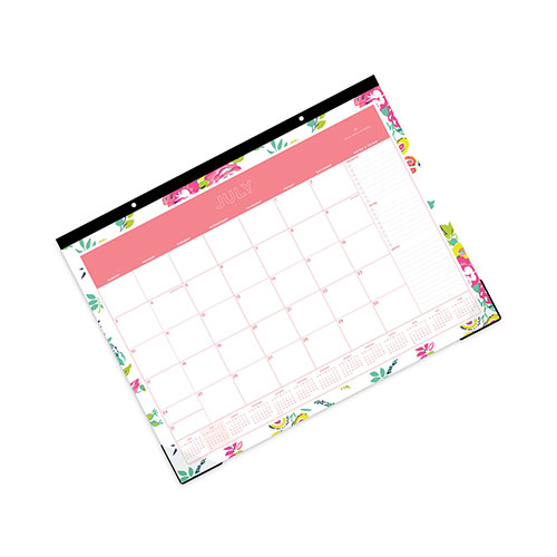 Blue Sky Day Designer Peyton Academic Desk Pad, Floral Artwork, 22 x 17, Black Binding, Clear Corners, 12-Month (July-June): 2023-2024