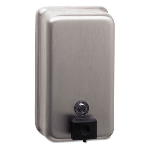 Bobrick ClassicSeries Surface-Mounted Soap Dispenser, 40 oz, 4.75" x 3.5" x 8.13", Stainless Steel