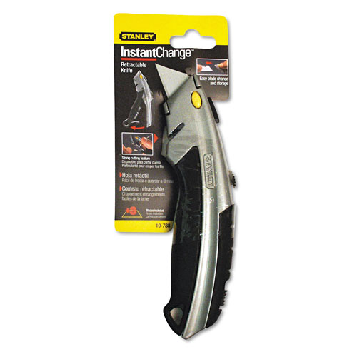 Stanley Bostitch Curved Quick-Change Utility Knife, Stainless Steel Retractable Blade, 3 Blades