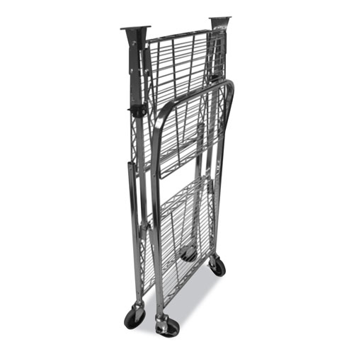 Bostitch® Stowaway Folding Carts, 2 Shelves, 35w x 37.25d x 22h, Black, 250 lb Capacity