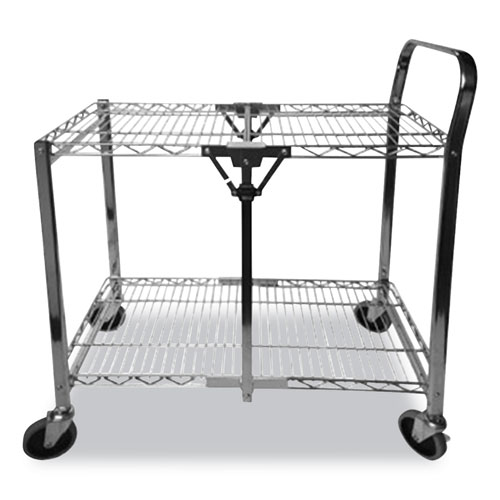 Bostitch® Stowaway Folding Carts, 2 Shelves, 29.63w x 37.25d x 18h, Black, 250 lb Capacity