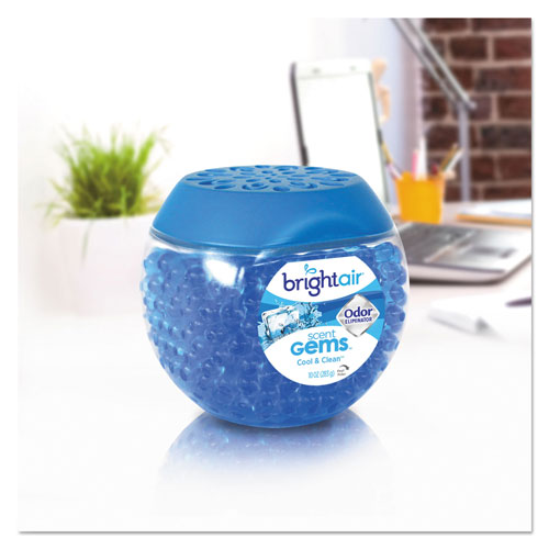 Bright Air Scent Gems Odor Eliminator, Cool and Clean, Blue, 10 oz, 6/Carton