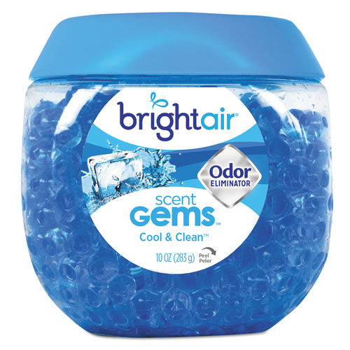 Bright Air Scent Gems Odor Eliminator, Cool and Clean, Blue, 10 oz, 6/Carton