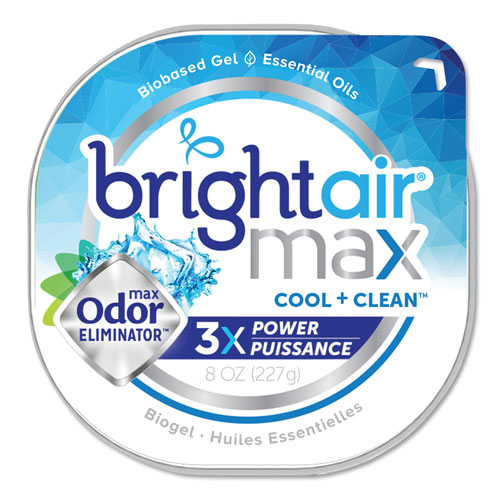 Bright Air Max Odor Eliminator Air Freshener, Cool and Clean, 8 oz, 6/Carton