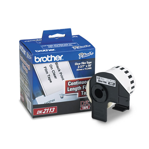Brother Continuous Film Label Tape, 2.4" x 50 ft Roll, Clear