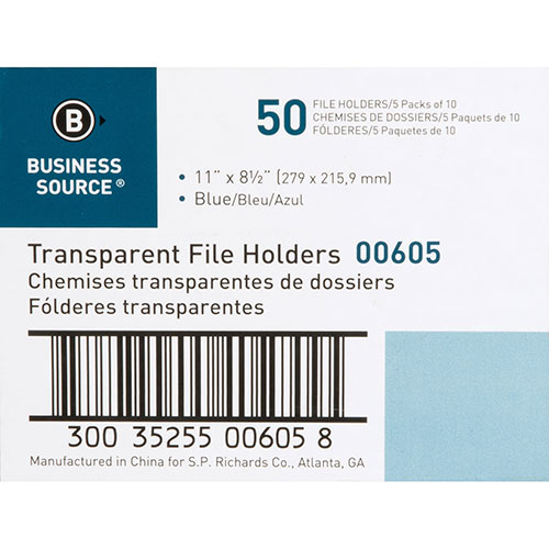 Business Source File Holders, Poly, Transparent, 11