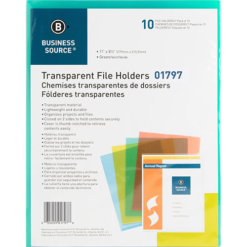 Business Source File Holders, Poly, Transparent, 11