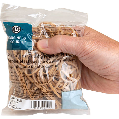 Business Source Rubber Bands, 1/4 lb., Approx. 62/BX, Size 117B, 7