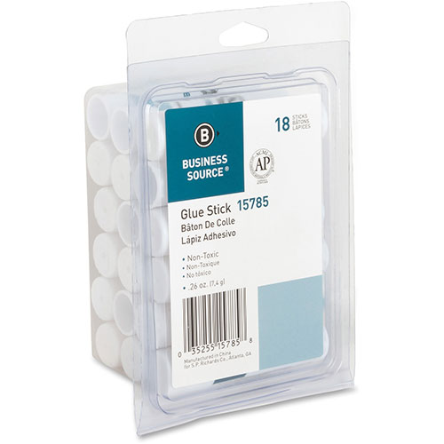 Business Source Glue Stick, Permanent, 26 oz., 18 Pack, White