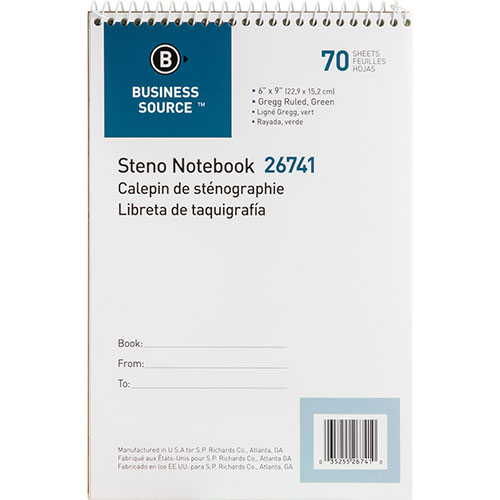 Business Source Steno Notebook, Gregg Ruled, 6