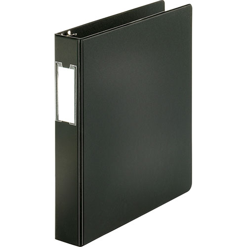 Business Source 35% Recycled Round Ring Binder, 1 1/2" Capacity, Black