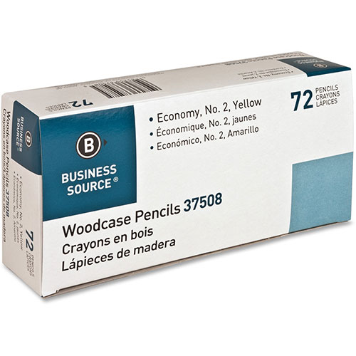 Business Source Woodcase Pencils, No. 2, 72 Pencils/BX, Yellow