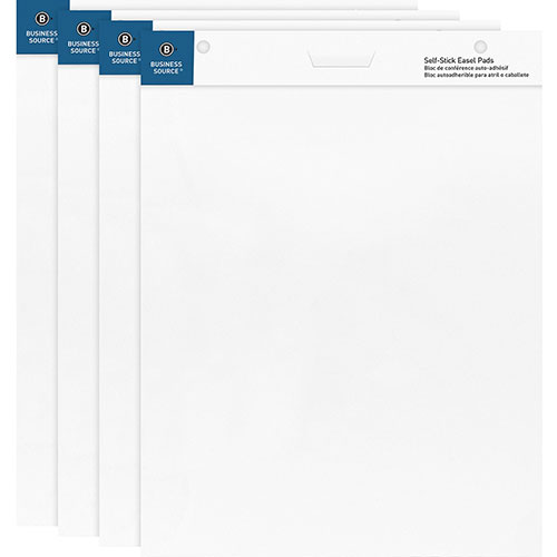 Business Source Self-Stick Easel Pads, 25"x30", 30 Shts/Pad, 4/PK, White
