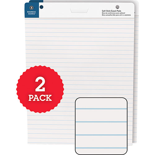 Business Source Self-Stick Easel Pads, Ruled, 30 Shts, 25