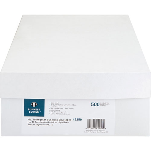 Business Source Business Envelopes, 24 lb., No. 10, White