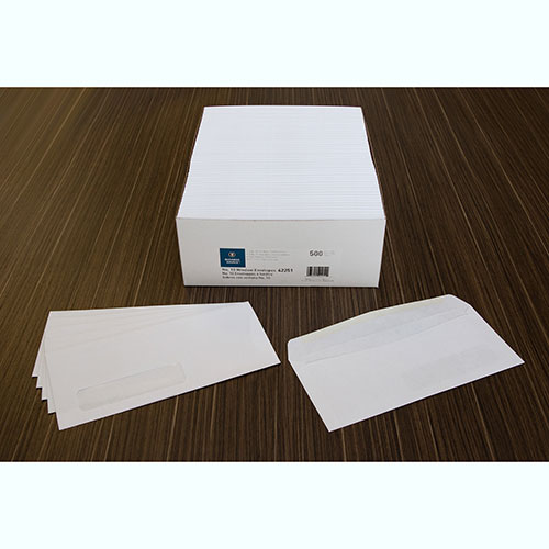 Business Source Window Envelopes, No 10., Side Seam, 4-1/8" x 9-1/2", White