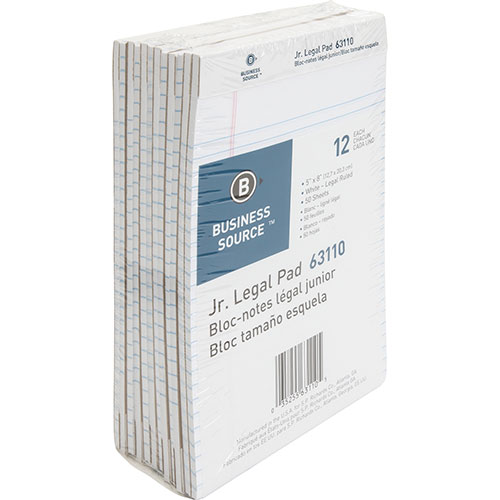 Business Source Pad, Micro-Perforated, Jr. Legal Rld, 50 Sh, 5" x 8" 12/DZ, White