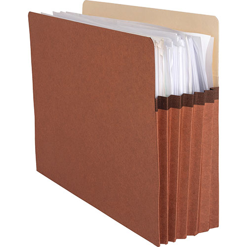 Business Source File Pocket, 5-1/4" Expanding, Letter, 10/Box, Redrope