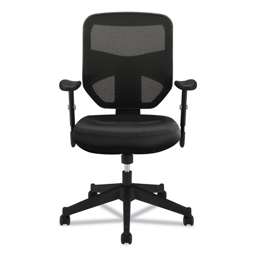Basyx by Hon VL531 Mesh High-Back Task Chair with Adjustable Arms, Supports up to 250 lbs., Black Seat/Black Back, Black Base