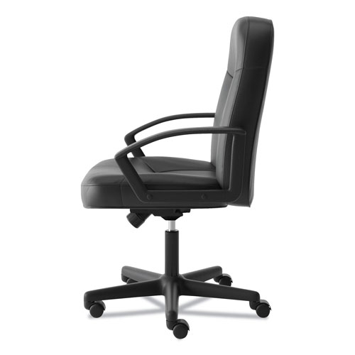 Basyx by Hon HVL601 Series Executive High-Back Leather Chair, Supports up to 250 lbs., Black Seat/Black Back, Black Base