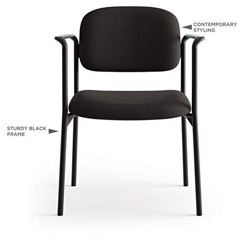 Basyx by Hon VL616 Stacking Guest Chair with Arms, Charcoal Seat/Charcoal Back, Black Base