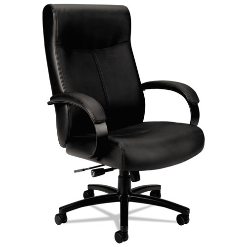 Basyx by Hon Validate Big and Tall Leather Chair, Supports up to 450 lbs., Black Seat/Black Back, Black Base