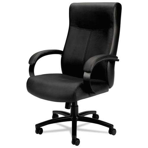 Basyx by Hon Validate Big and Tall Leather Chair, Supports up to 450 lbs., Black Seat/Black Back, Black Base