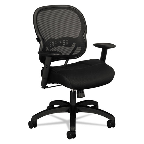 Basyx by Hon Wave Mesh Mid-Back Task Chair, Supports up to 250 lbs., Black Seat/Black Back, Black Base