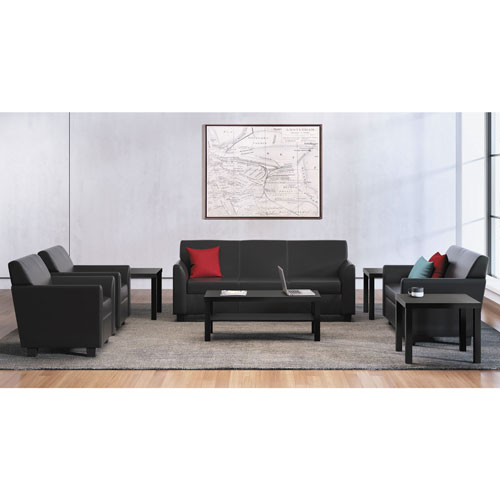 Basyx by Hon Circulate Leather Reception Two-Cushion Loveseat, 53.5w x 28.75d x 32h, Black