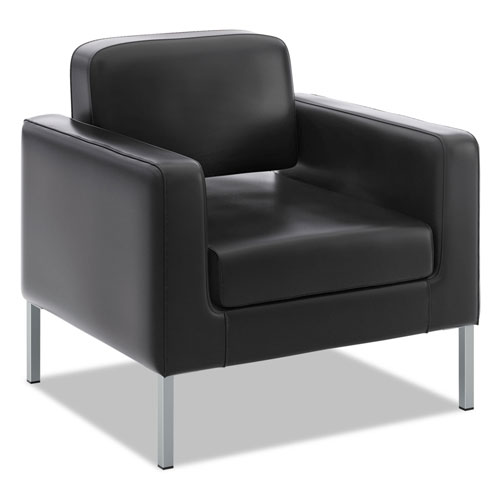 Basyx by Hon Corral Club Chair, 31.5" x 28" x 30.5", Black Seat/Black Back, Platinum Base