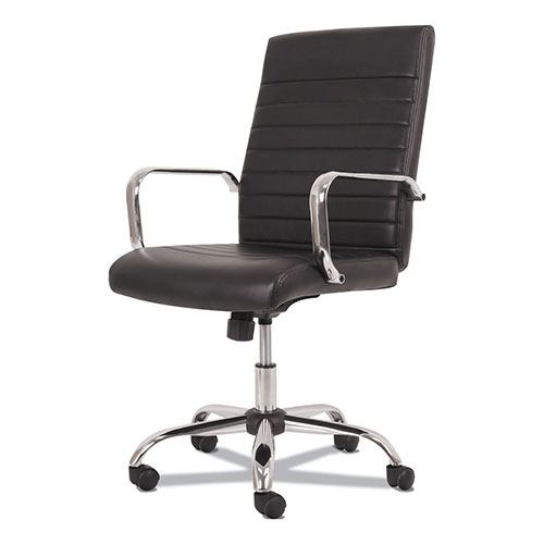 Sadie™ 5-Eleven Mid-Back Executive Chair, Supports up to 250 lbs., Black Seat/Black Back, Aluminum Base