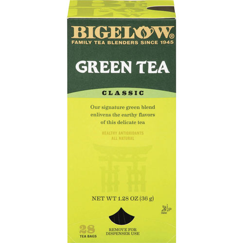 Bigelow Tea Company Single Flavor Tea, Green, 28 Bags/Box, 6 Boxes/Carton