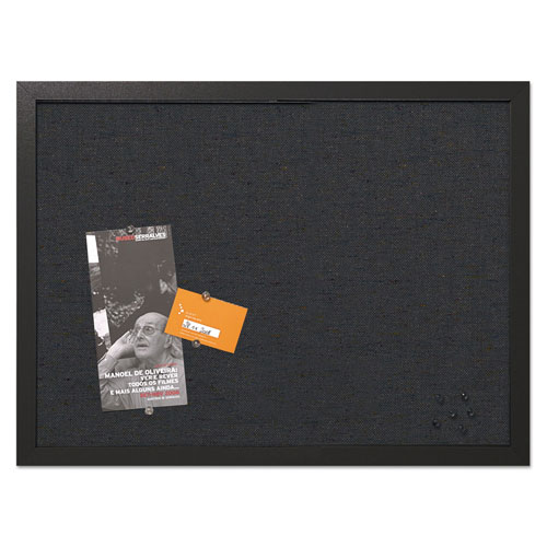 MasterVision™ Designer Fabric Bulletin Board, 24 x 18, Black Fabric/Black Frame