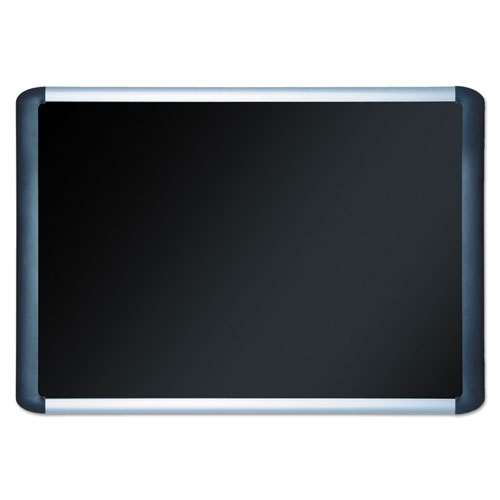 MasterVision™ Black fabric bulletin board, 36 x 48, Silver/Black