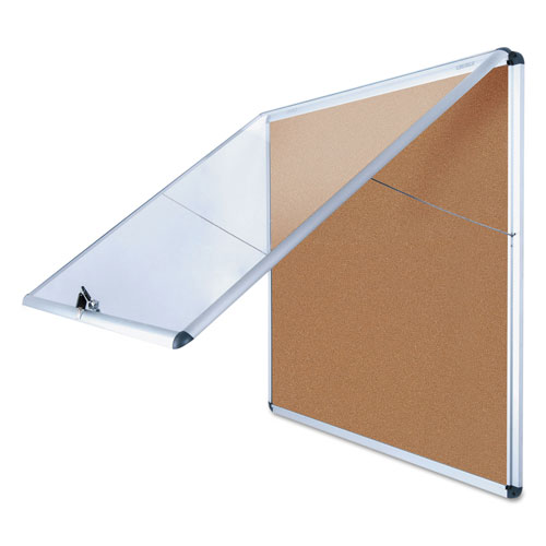 MasterVision™ Slim-Line Enclosed Cork Bulletin Board, 47 x 38, Aluminum Case