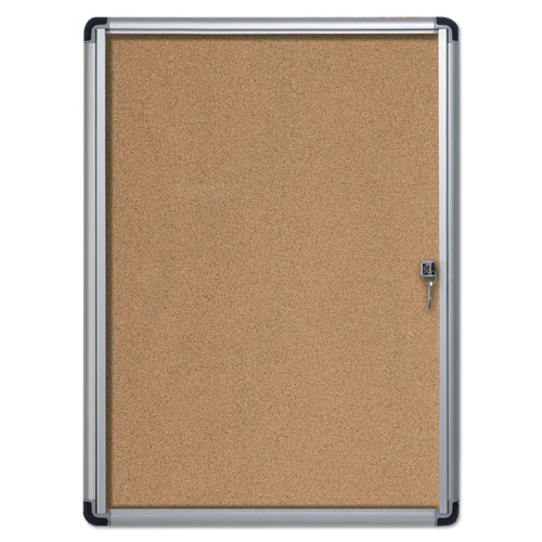 MasterVision™ Slim-Line Enclosed Cork Bulletin Board, 28 x 38, Aluminum Case