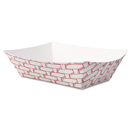 Boardwalk Paper Food Baskets, 1/2 lb Capacity, Red/White, 1000/Carton