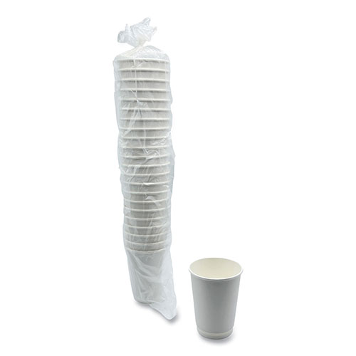 Boardwalk Paper Hot Cups, Double-Walled, 12 oz, White, 500/Carton