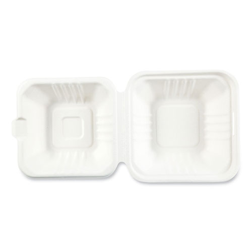 Boardwalk Bagasse PFAS-Free Food Containers, 1-Compartment, 6 x 6 x 3.19, White, Bamboo/Sugarcane, 500/Carton