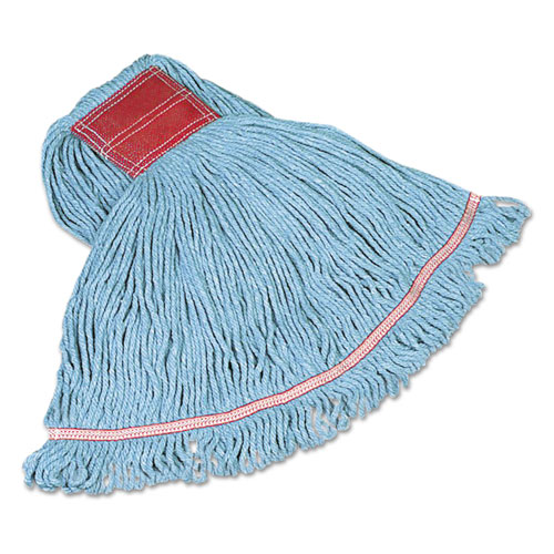Rubbermaid Swinger Loop Wet Mop Heads, Cotton/Synthetic, Blue, Large