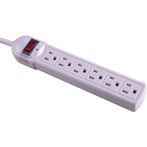 Compucessory 55157 6 Outlet Power Strip, Built in Circuit Breaker, 15' Cord