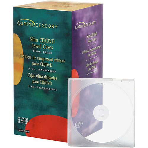 Compucessory CD Case, Slim, 50/PK, Clear