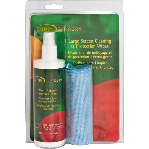 Compucessory Screen Cleaner, W/Microfiber Cloth, Spray Bottle, No Alcohol