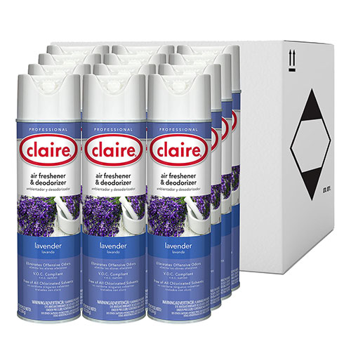 Claire Aerosol Air Freshener and Deodorizer, Lavender, 10 oz Aerosol Spray, 12 Cans