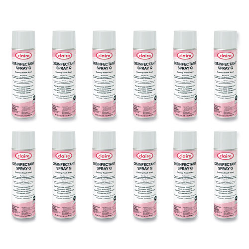 Claire Spray Q Disinfectant, Country Fresh Scent, 17 oz Aerosol Spray, 12/Carton