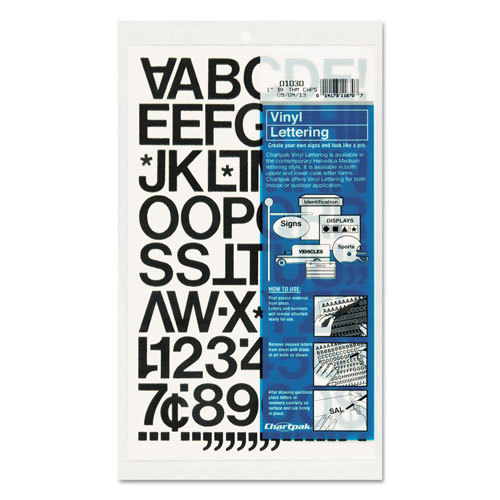 Chartpak/Pickett Press-On Vinyl Letters & Numbers, Self Adhesive, Black, 1"h, 88/Pack