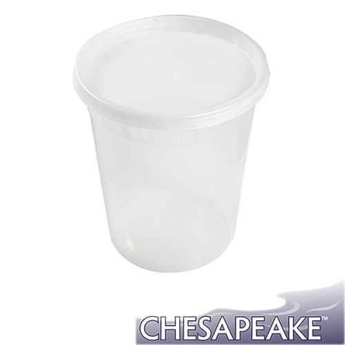 Chesapeake Deli Container, Polypropylene, Combo w/Lid, 32 Oz, Clear, 240/Case